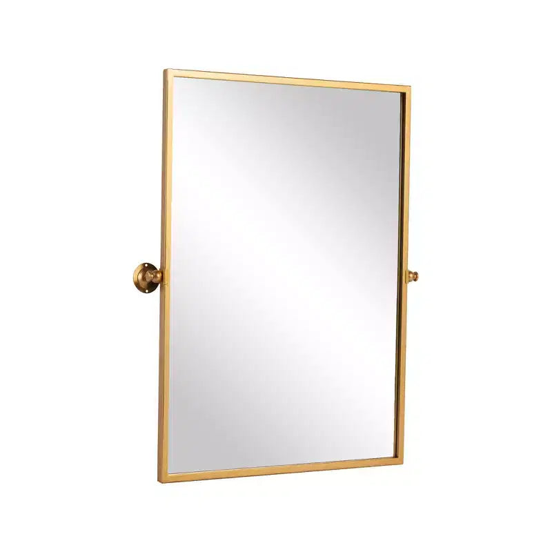 Miroir Mural Rectangulaire à Angle Droit en Fer Doré - 91cm x 61cm x 4cm