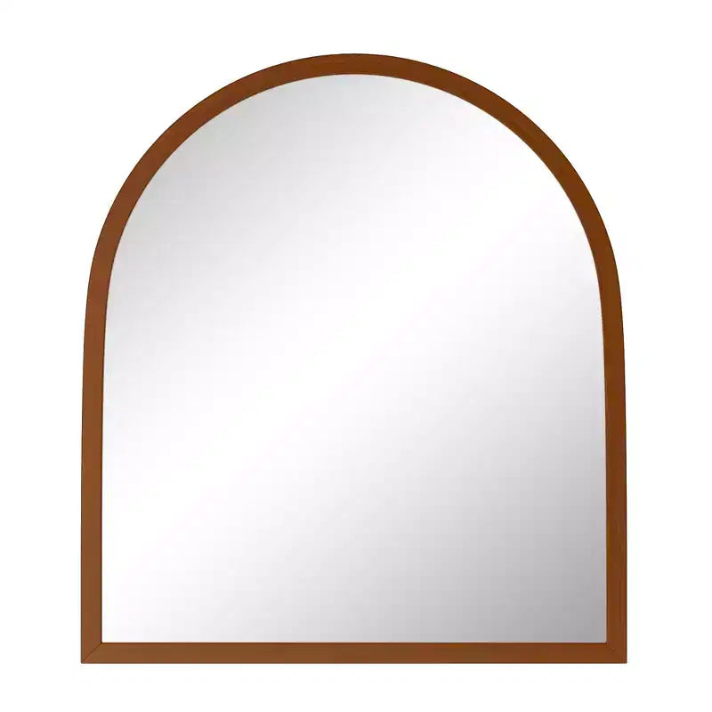 Miroir mural en bois massif à bord droit et angle droit, couleur noyer - 90x80x2 cm (fixation double face)