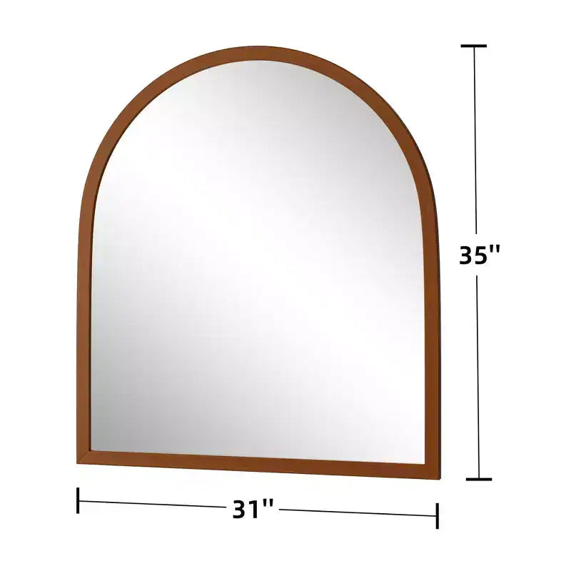 Miroir mural en bois massif à bord droit et angle droit, couleur noyer - 90x80x2 cm (fixation double face)