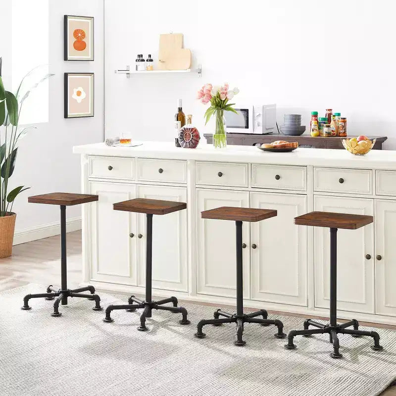 VECELO Tabourets de Bar Hauteur Comptoir Lot de 2, Chaises de Salle à Manger avec Dossier et Pieds pour la Maison ou la Cuisine, Montage Facile, Marron
