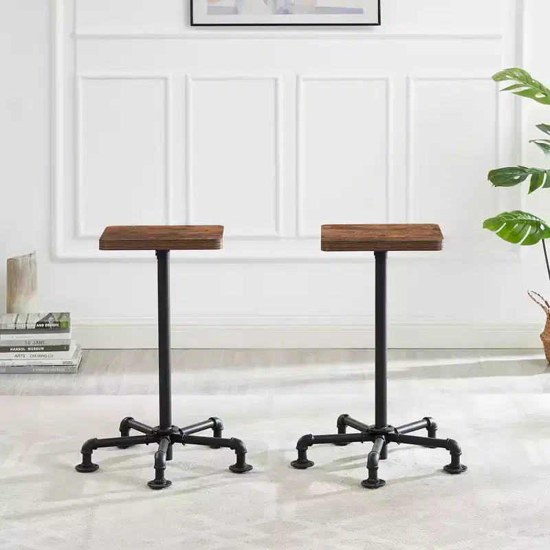 VECELO Tabourets de Bar Hauteur Comptoir Lot de 2, Chaises de Salle à Manger avec Dossier et Pieds pour la Maison ou la Cuisine, Montage Facile, Marron