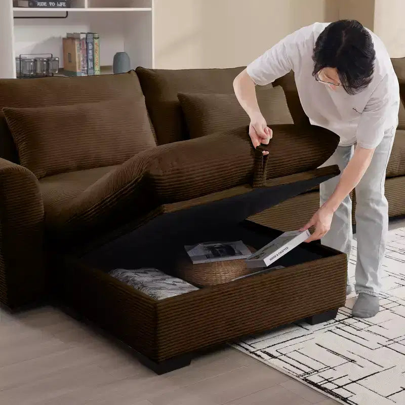 Christopher Knight Home Nelly Pouf de rangement en velours côtelé de 93 cm