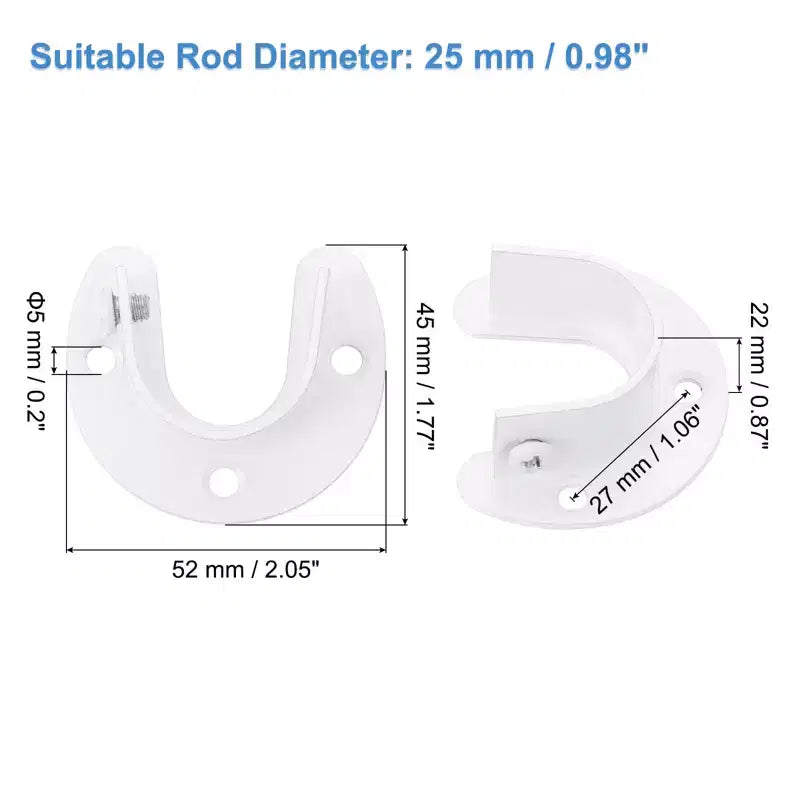 2 supports de tringle d'armoire à bride en U Unique Bargains