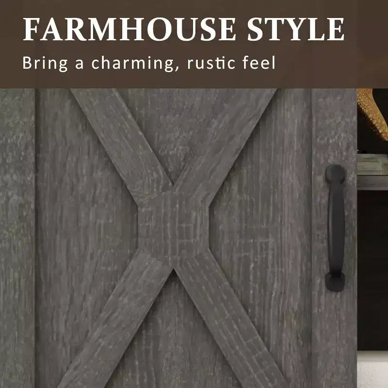 Meuble TV Heynemo Farmhouse pour cheminée de 23 pouces, meuble de divertissement de 34 pouces de haut pour téléviseur de plus de 65 pouces, console TV avec porte coulissante de grange (sans cheminée)