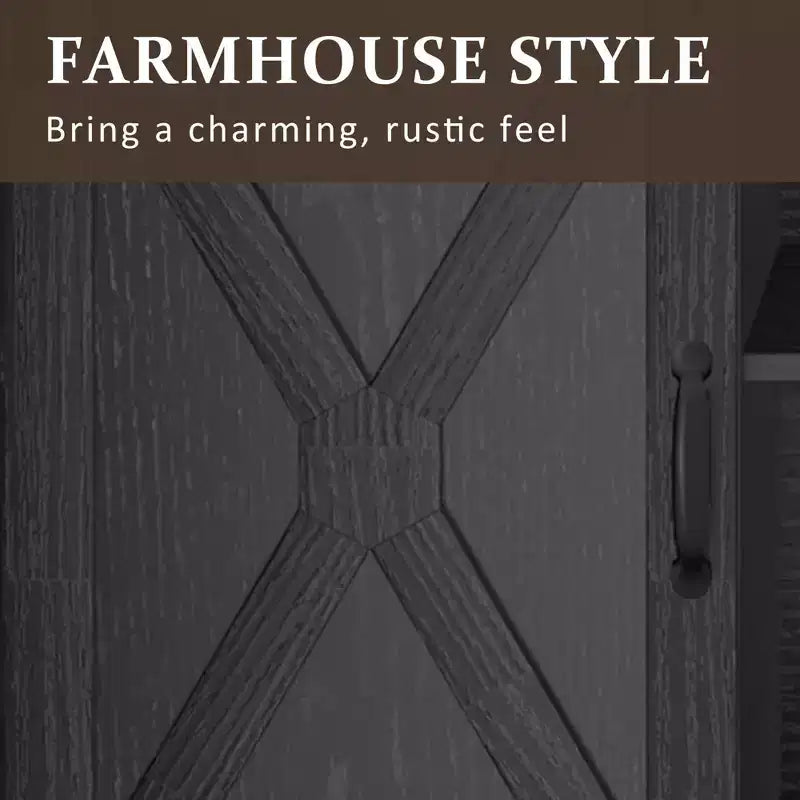 Meuble TV Heynemo Farmhouse pour cheminée de 23 pouces, meuble de divertissement de 34 pouces de haut pour téléviseur de plus de 65 pouces, console TV avec porte coulissante de grange (sans cheminée)