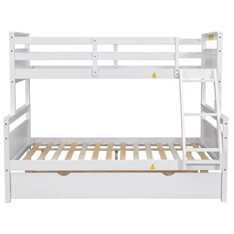 Lit superposé jumeau sur grand lit avec échelle, lit gigogne simple, barrière de sécurité