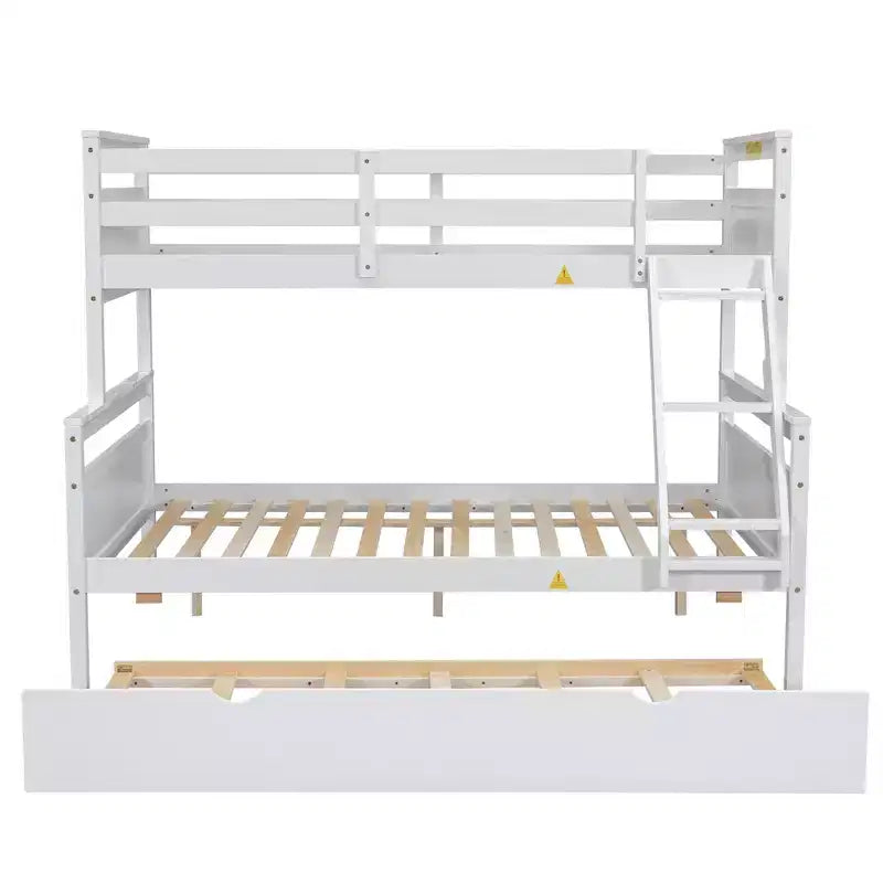 Lit superposé jumeau sur grand lit avec échelle, lit gigogne simple, barrière de sécurité