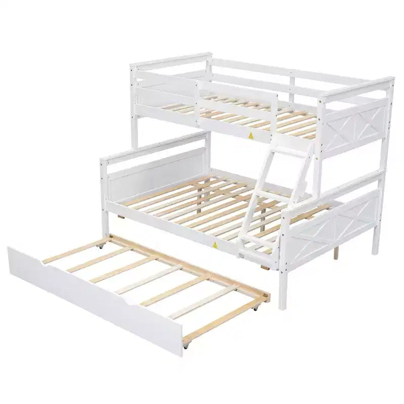Lit superposé jumeau sur grand lit avec échelle, lit gigogne simple, barrière de sécurité
