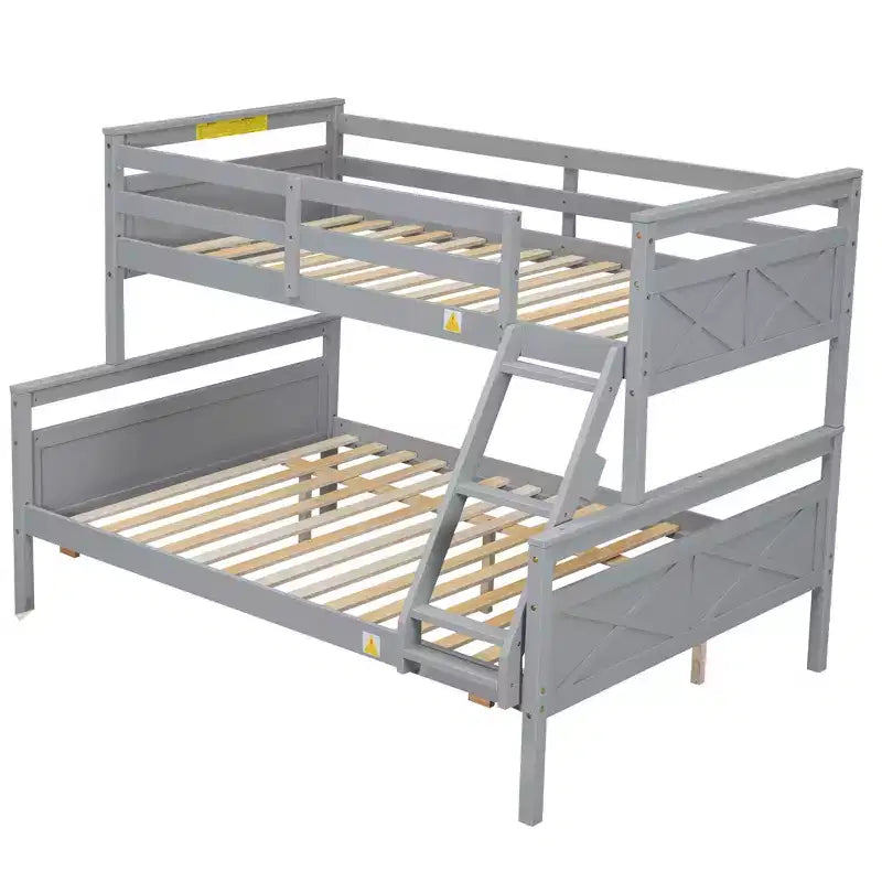 Lit superposé jumeau sur grand lit avec échelle, lit gigogne simple, barrière de sécurité