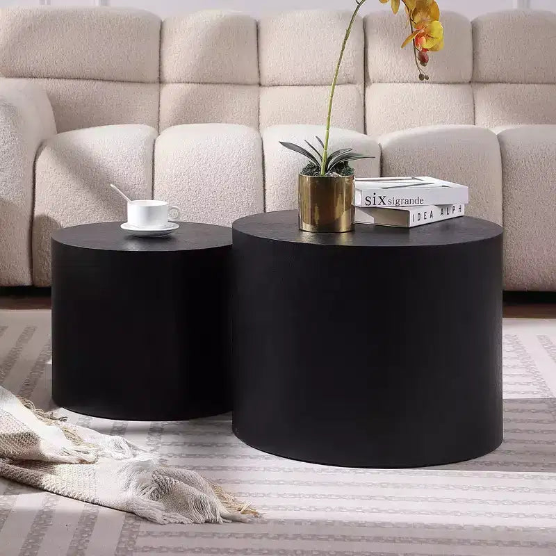 MAYEERTY Lot de 2 tables basses rondes sans montage pour salon, bureau, chambre