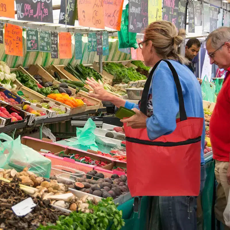 Sac à provisions pliable étanche avec roues Unique Bargains 13-18 pouces