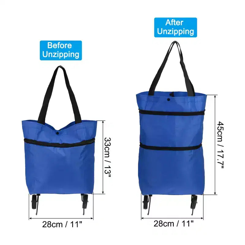 Sac à provisions pliable étanche avec roues Unique Bargains 13-18 pouces