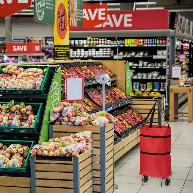 Sac à provisions pliable étanche avec roues Unique Bargains 13-18 pouces
