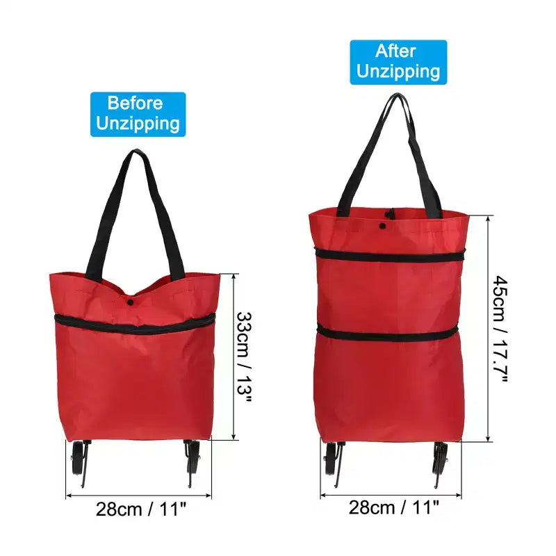 Sac à provisions pliable étanche avec roues Unique Bargains 13-18 pouces