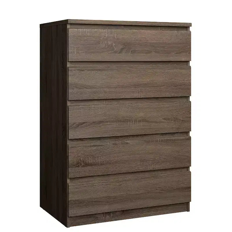 HomeStock Commode verticale en panneaux de particules de 5,43 po H avec 5 tiroirs au fini brun