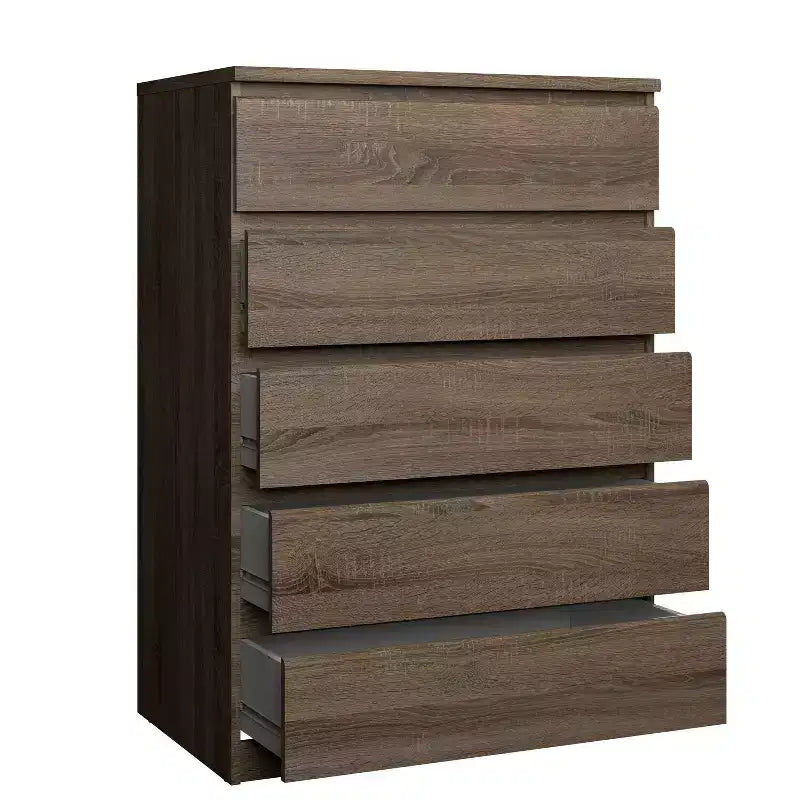 HomeStock Commode verticale en panneaux de particules de 5,43 po H avec 5 tiroirs au fini brun