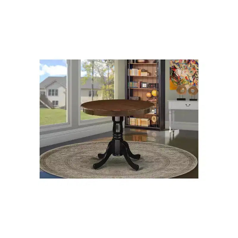 Plateau de table rond moderne HomeStock et pieds de table à manger en bois asiatique