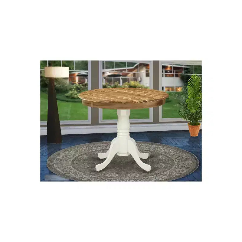 Plateau de table rond moderne HomeStock et pieds de table à manger en bois asiatique