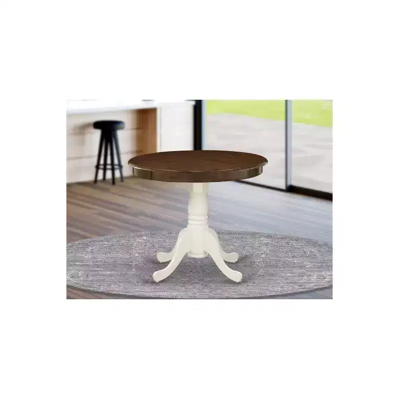 Plateau de table rond moderne HomeStock et pieds de table à manger en bois asiatique