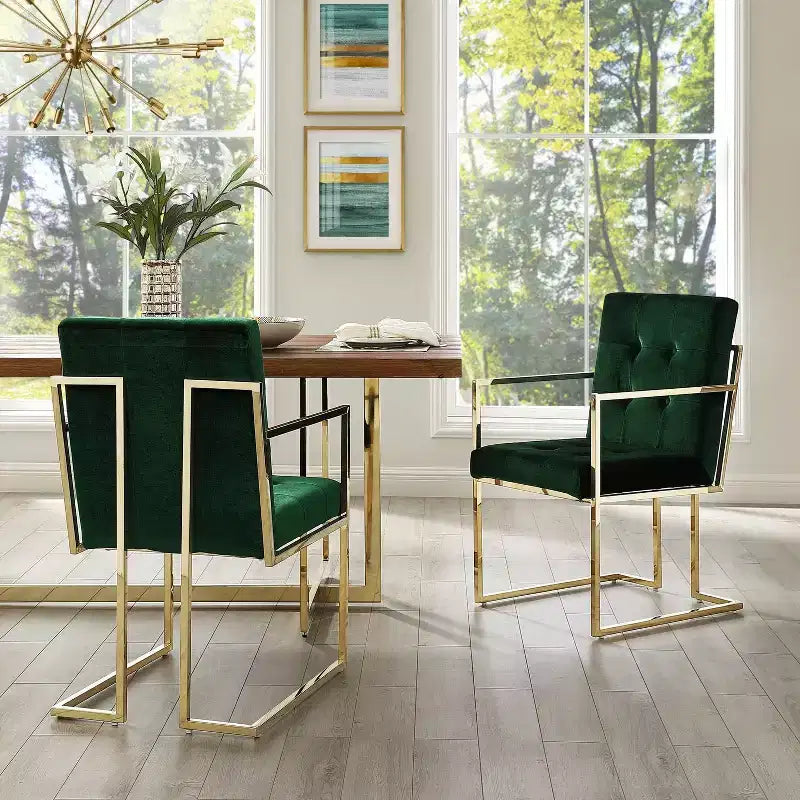 Chaise de salle à manger Vanderbilt Inspired Home, capitonnée, avec structure en acier inoxydable ( )