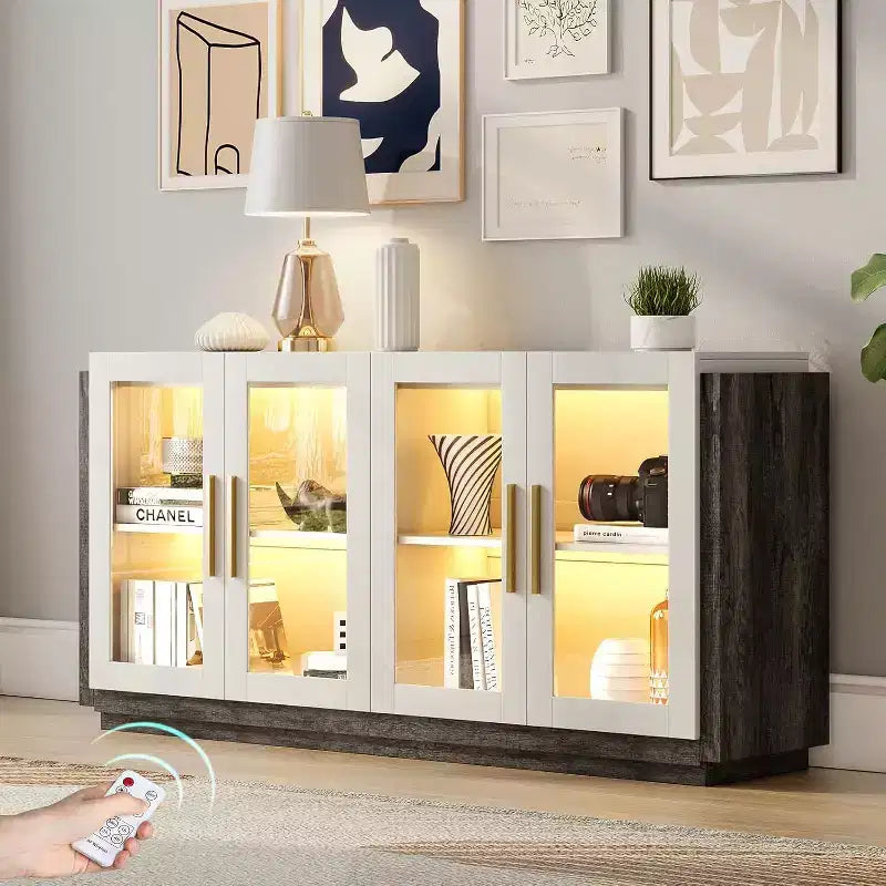 AMERLIFE Buffet de cuisine, meuble d'appoint bicolore