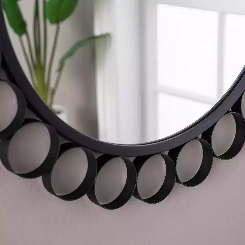 Miroir décoratif rond Abdella - Noir - SEI
