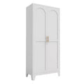 Chic Crate 71'' 2 Shapely-Door Metal Cabinet  Adjustable Shelves for Bedroom/Living/Kitchen (White)