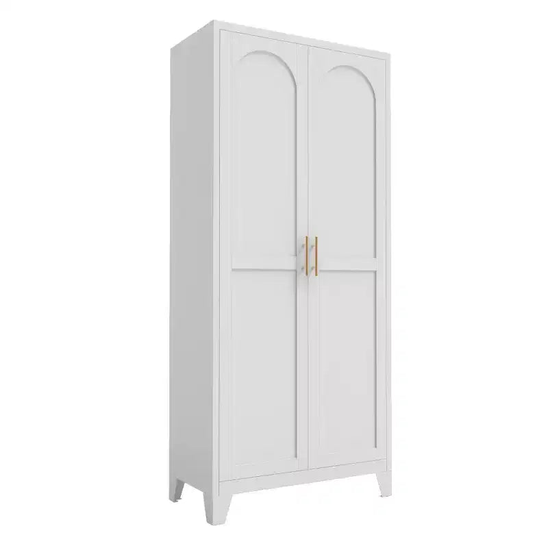Chic Crate 71'' 2 Shapely-Door Metal Cabinet  Adjustable Shelves for Bedroom/Living/Kitchen (White)