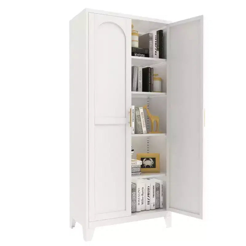 Chic Crate Armoire métallique 71'' avec 2 portes élégantes et étagères réglables pour Chambre/Salon/Cuisine (Blanc)