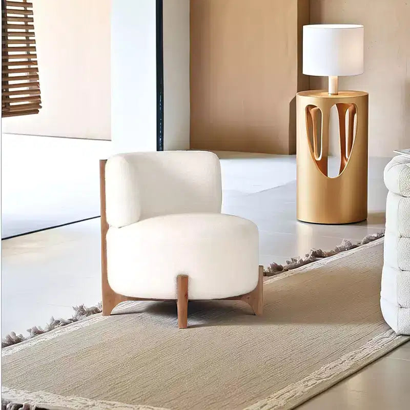 GDFStudio Raleign Fauteuil d'appoint rond moderne de 24 po en bois d'acacia et tissu