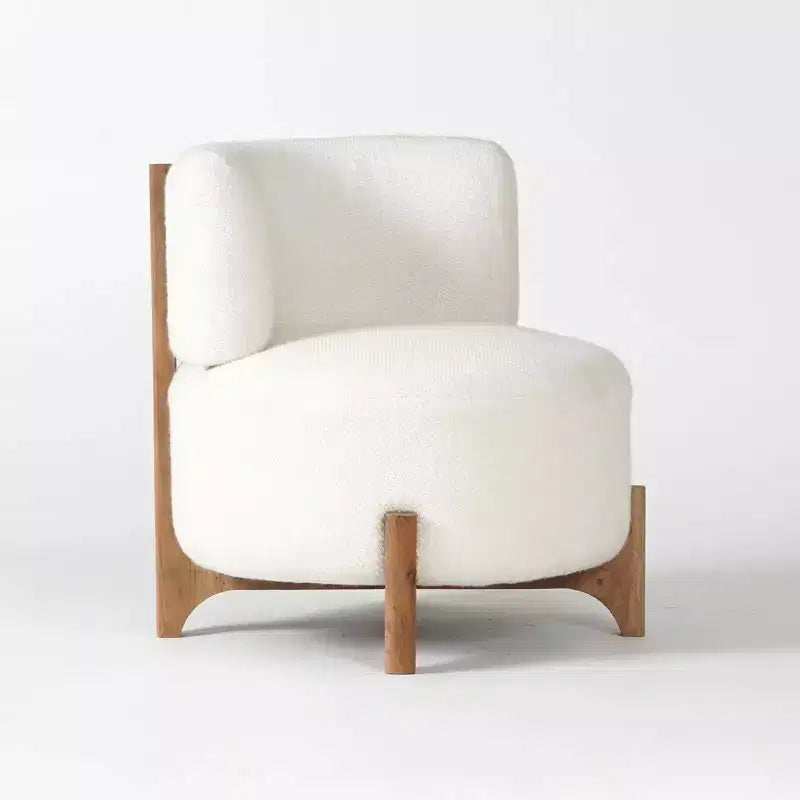 GDFStudio Raleign Fauteuil d'appoint rond moderne de 24 po en bois d'acacia et tissu