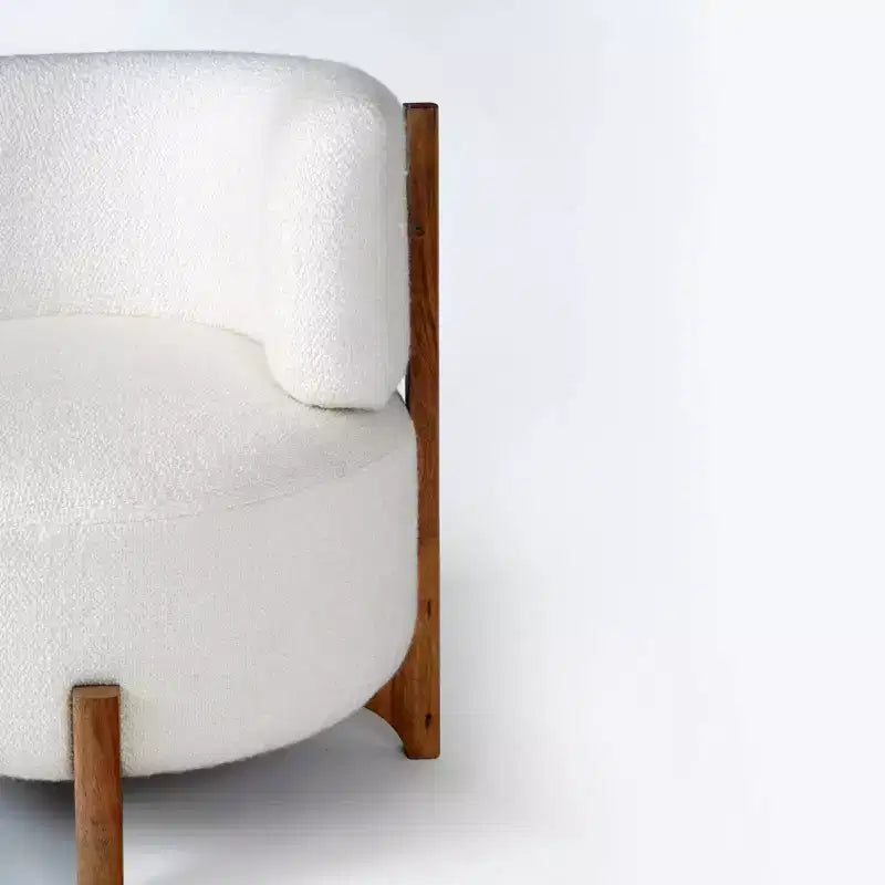 GDFStudio Raleign Fauteuil d'appoint rond moderne de 24 po en bois d'acacia et tissu
