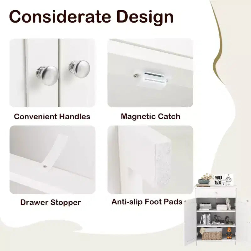 Meuble de Rangement Salle de Bain Costway Armoire de Sol sur Pied avec 2 Portes Meuble de Rangement Noir/Blanc