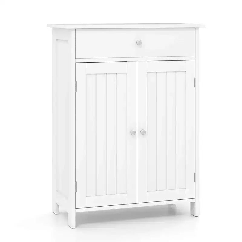 Meuble de Rangement Salle de Bain Costway Armoire de Sol sur Pied avec 2 Portes Meuble de Rangement Noir/Blanc