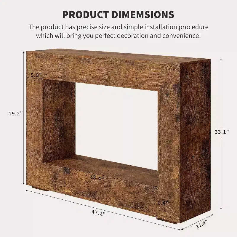 Console 47 Farmhouse - Table d'entrée Vintage Minimaliste, Table Basse Rustique avec Étagères Ouvertes