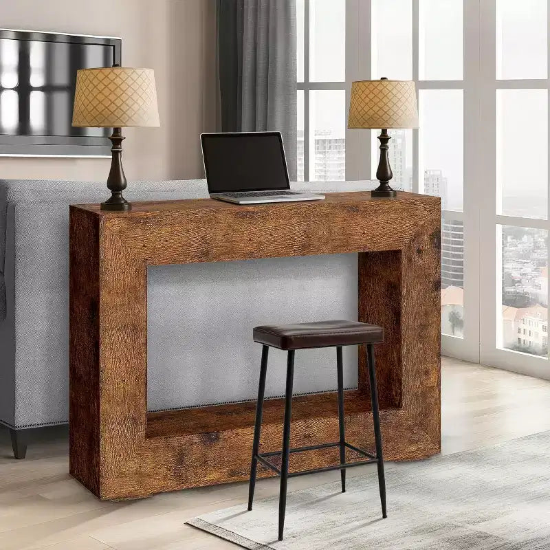Console 47 Farmhouse - Table d'entrée Vintage Minimaliste, Table Basse Rustique avec Étagères Ouvertes