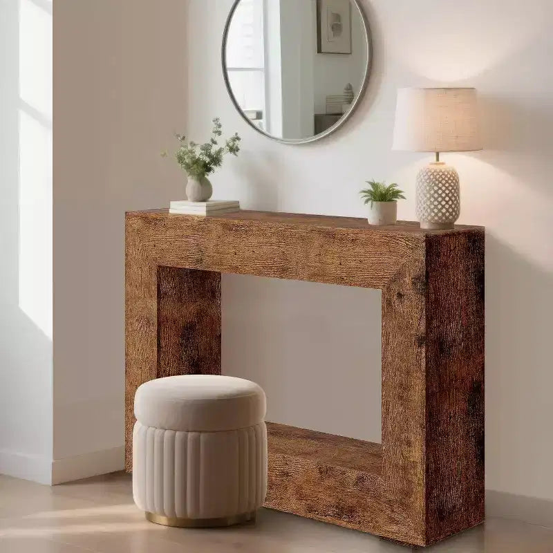 Console 47 Farmhouse - Table d'entrée Vintage Minimaliste, Table Basse Rustique avec Étagères Ouvertes