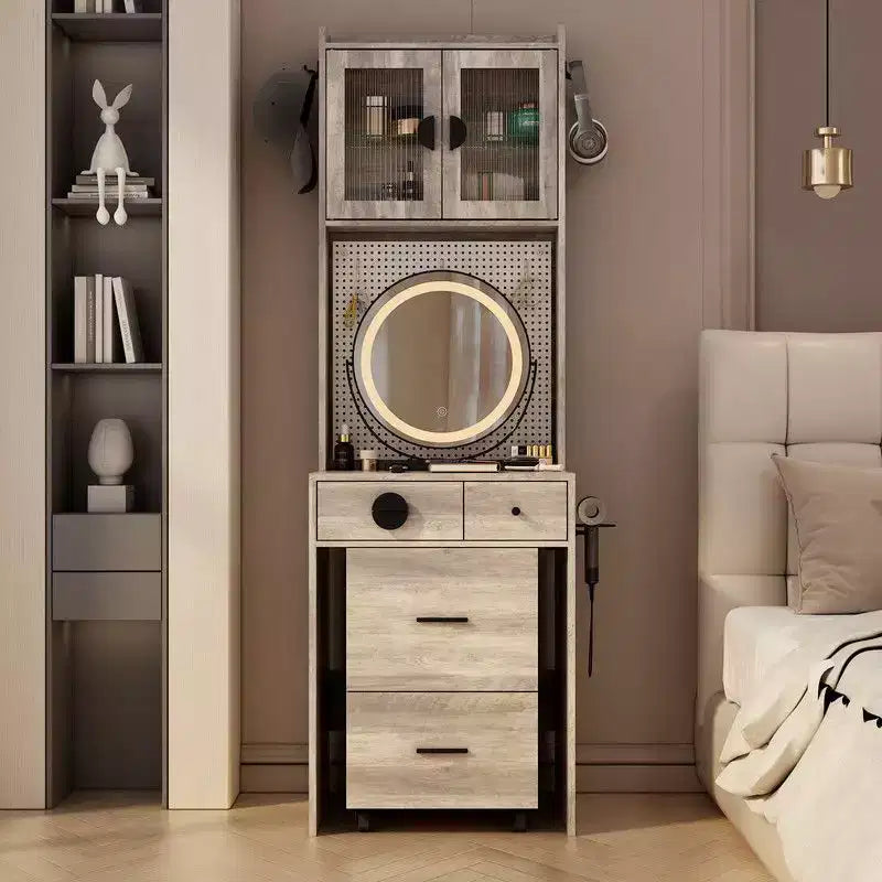 Coiffeuse avec lumières LED et prises de courant