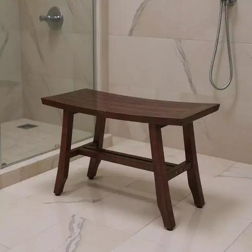 Banc de douche 24 po en teck massif brun foncé
