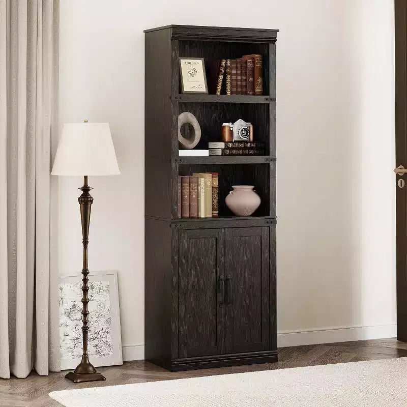 Étagère de ferme Acekool à 5 niveaux avec portes, armoire de rangement en bois pour salon, bureau, chambre à coucher