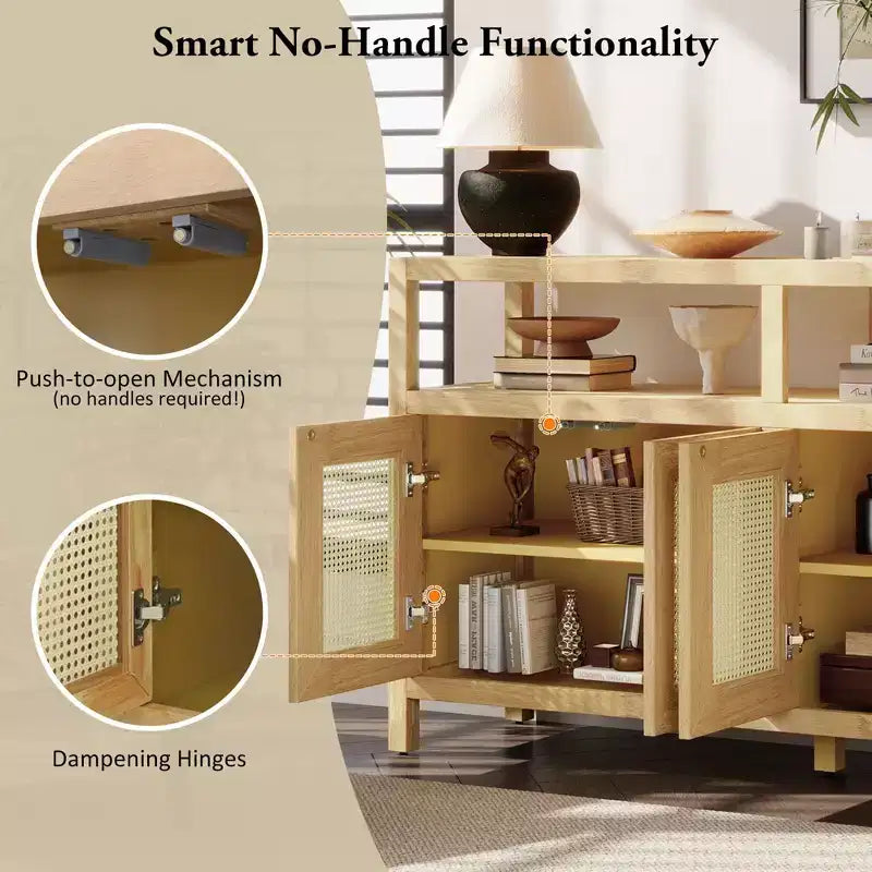 Meuble de rangement moderne Okak avec 4 portes et étagère réglable, buffet en bois avec grand espace de rangement pour salon, salle à manger, cuisine