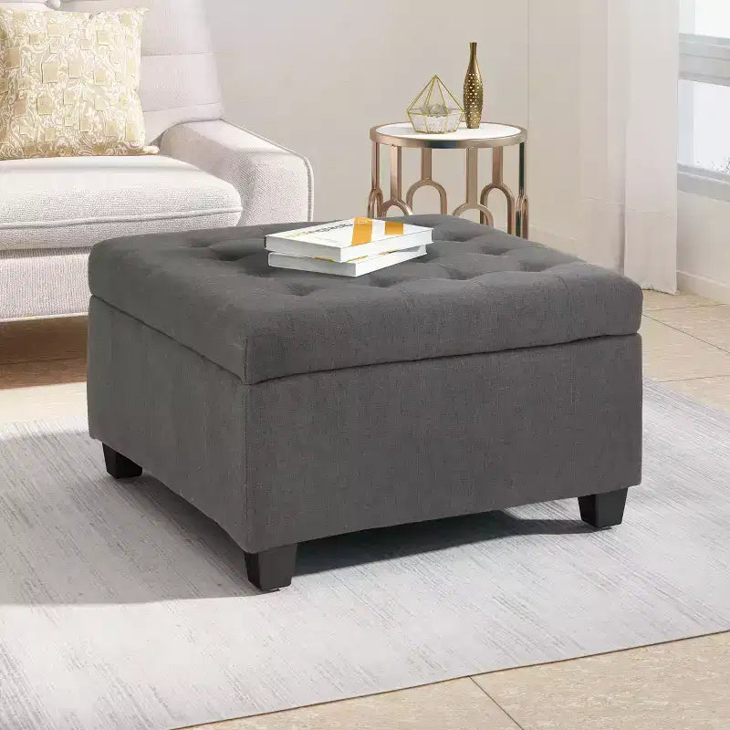 Banc de rangement carré exquis Okak, table basse, repose-pieds capitonné pour canapé, salon, chambre, entrée