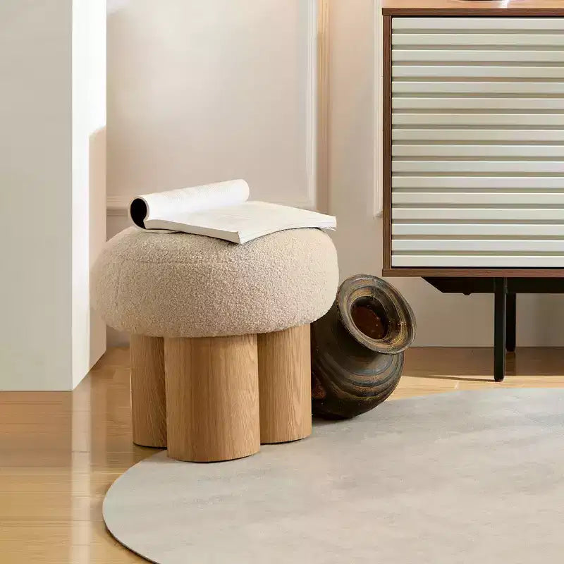 Okak Mignon Banc Ottoman Tabouret Bonhomme de Neige avec Coussin en Peluche Repose-Pieds pour Canapé, Salon, Entrée, Chambre à Coucher, Pied de Lit