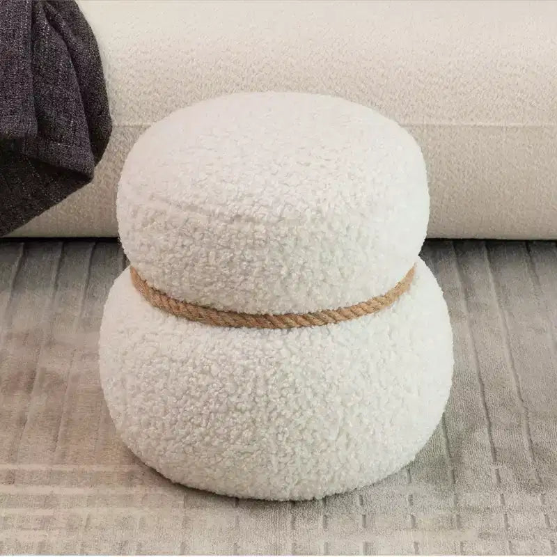 Okak Mignon Banc Ottoman Tabouret Bonhomme de Neige avec Coussin en Peluche Repose-Pieds pour Canapé, Salon, Entrée, Chambre à Coucher, Pied de Lit