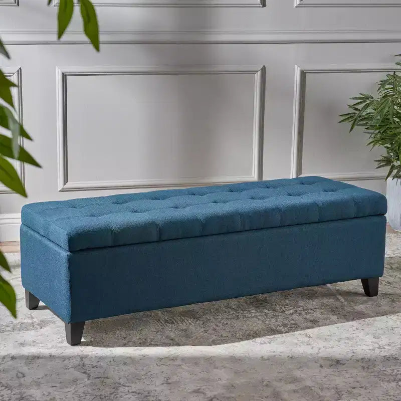 Banc ottoman de rangement moderne Okak avec pieds en bois de bouleau, tabouret de rangement rembourré doux pour salon, entrée, chambre, bout de lit