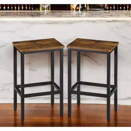 26 tabourets de bar sans dossier en acier et bois marron et noir de hauteur comptoir