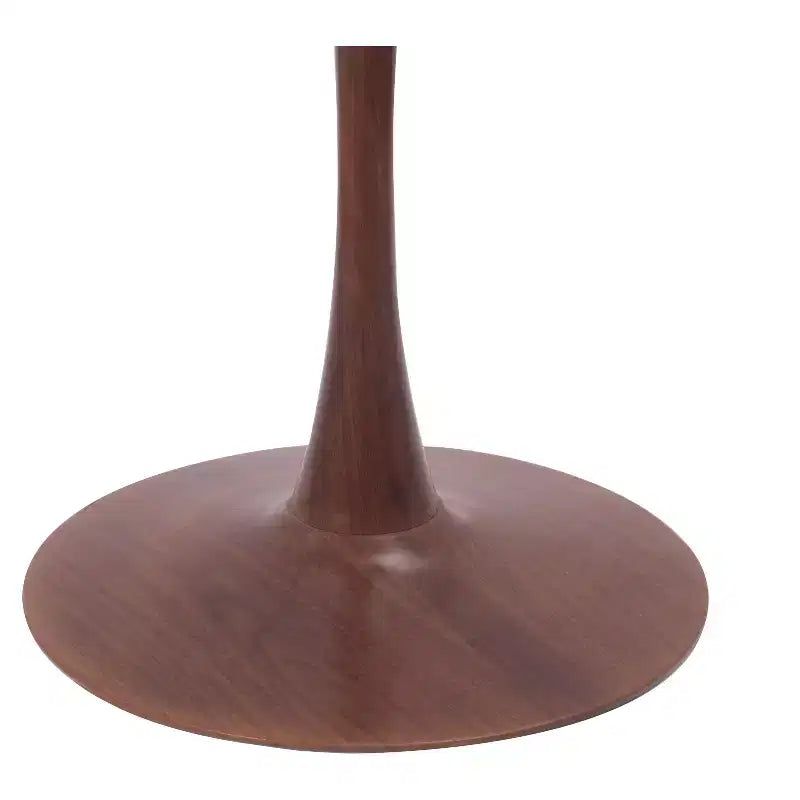 Table de salle à manger ronde moderne LeisureMod Bristol 35'' avec plateau en MDF durable et base en acier noyer à transfert de bois pour cuisine, salle à manger ou cafés