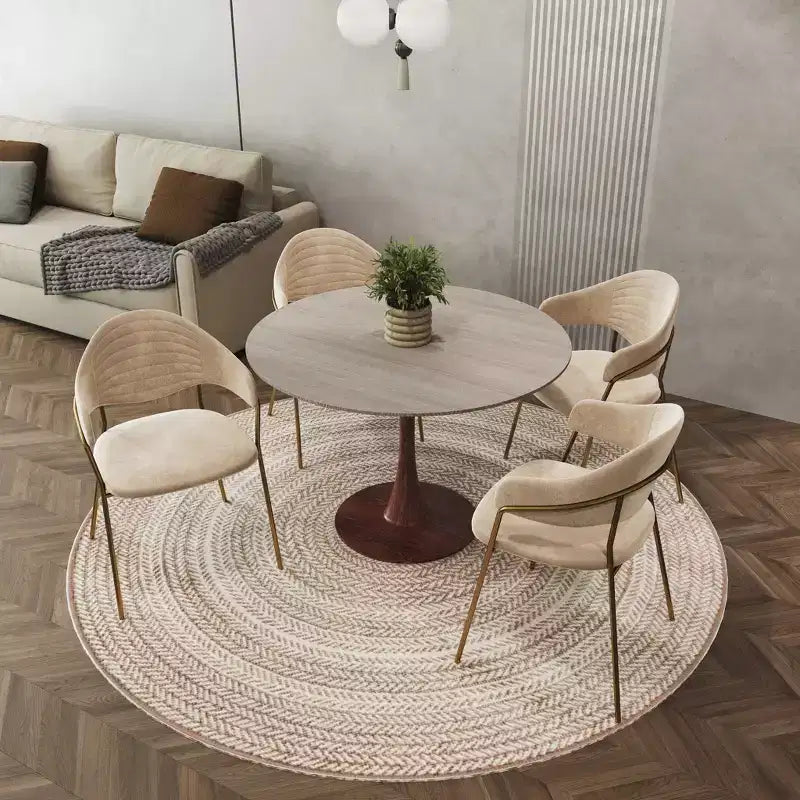 Table de salle à manger ronde moderne LeisureMod Bristol 35'' avec plateau en MDF durable et base en acier noyer à transfert de bois pour cuisine, salle à manger ou cafés
