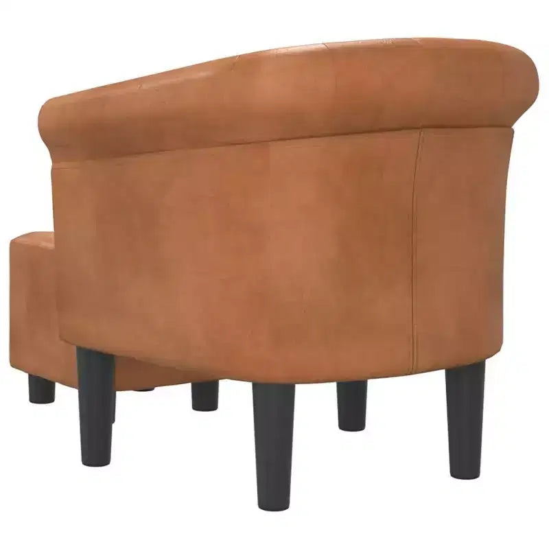 vidaXL Fauteuil crapaud marron en similicuir avec repose-pieds – Siège moderne pour salon, chambre et bureau à domicile