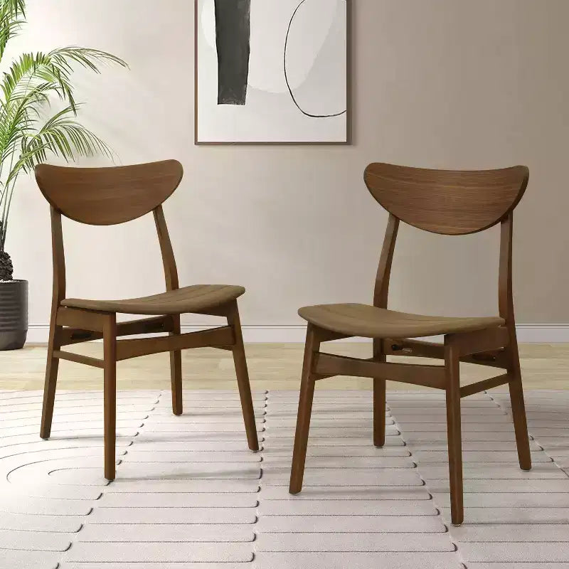 Christopher Knight Home Reed Chaises de salle à manger modernes du milieu du siècle en bois d'hévéa et similicuir (lot de 2)